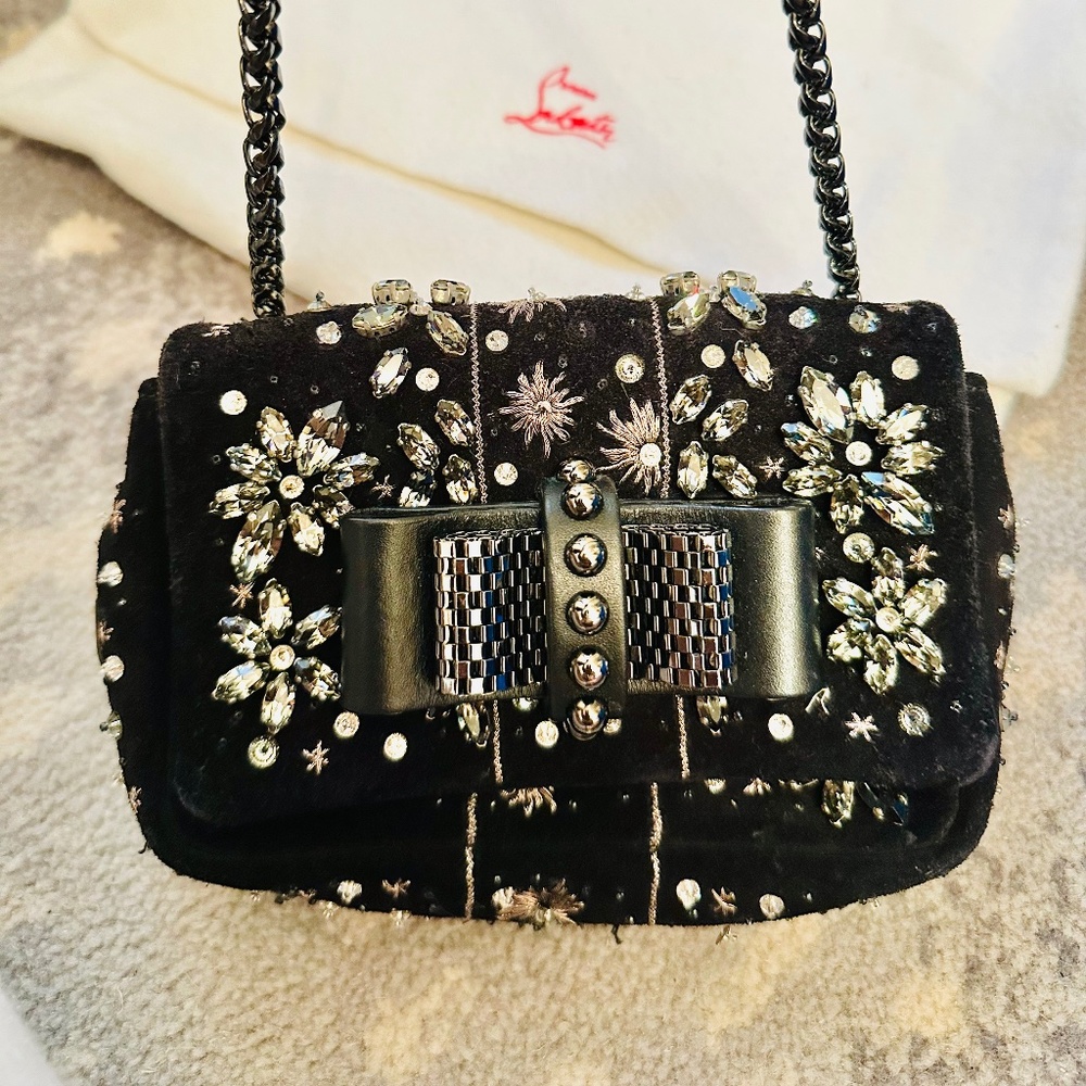 Christian Louboutin Sweet Charity Crossbody evening bag in black embellished